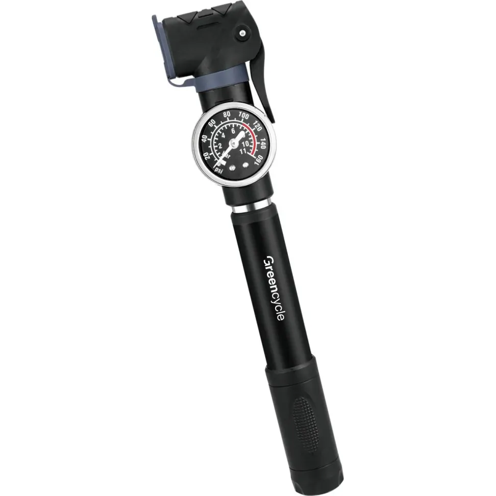 Мининасос Green Cycle GPM-063 телескопический алюминиевый с манометром, Presta+Schrader, 80 psi