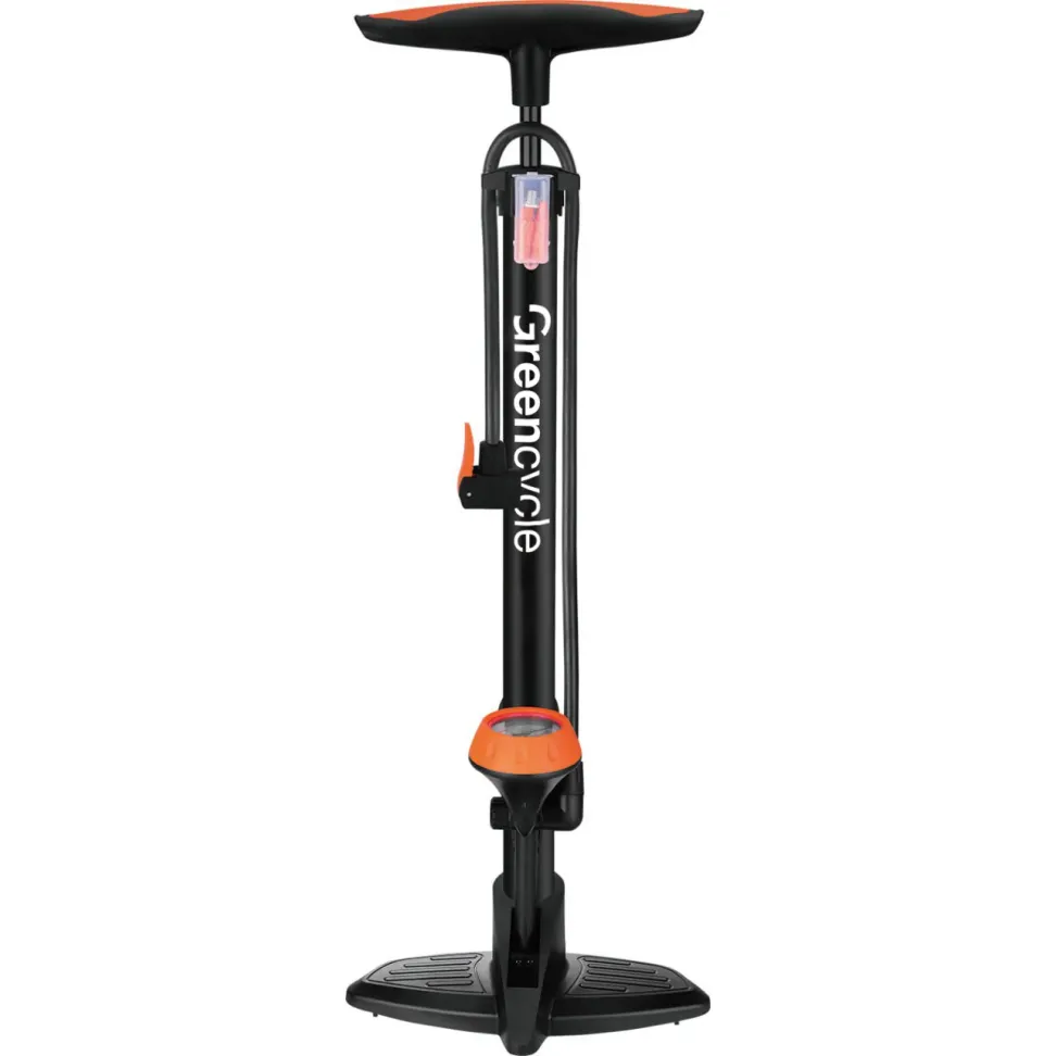 Насос напольный Green Cycle GPF-010 стальной корпус, с манометром, Presta+Schrader, 160 psi