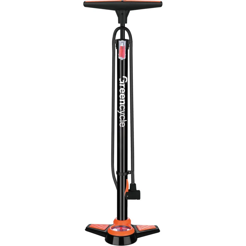 Насос напольный Green Cycle GPF-005 стальной корпус, с манометром, Presta+Schrader, 160 psi