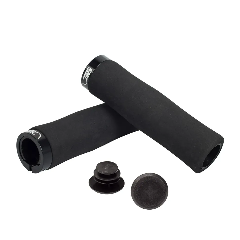 Гріпси Green Cycle GGR-414 130mm спінена гума, ергономічні, чорні з одним чорним замком