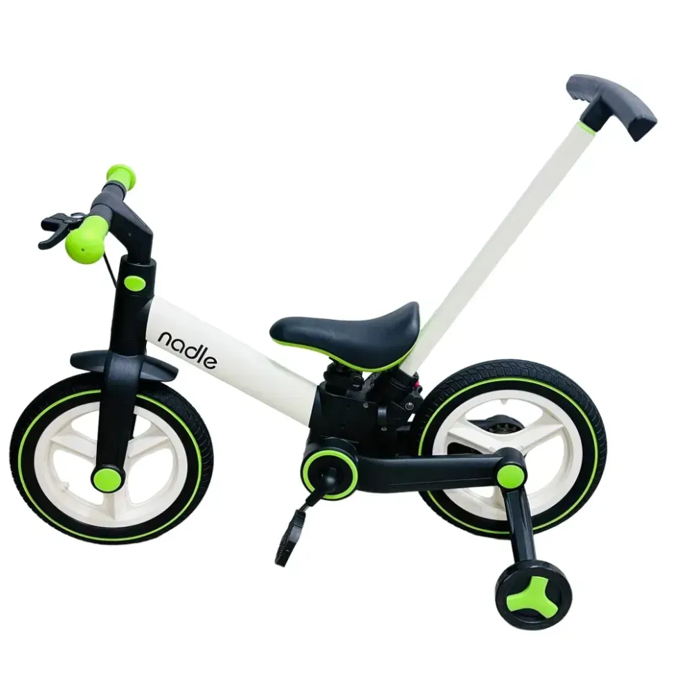 Велосипед трансформер 4в1 Nadle Go-Up с родительской ручкой и тормозом white Green