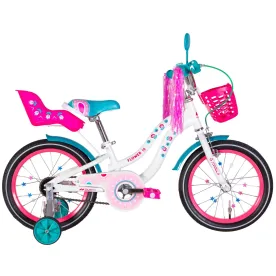 Велосипед 16" Formula FLOWER PREMIUM BH (2024) белый с розовым и бирюзовым