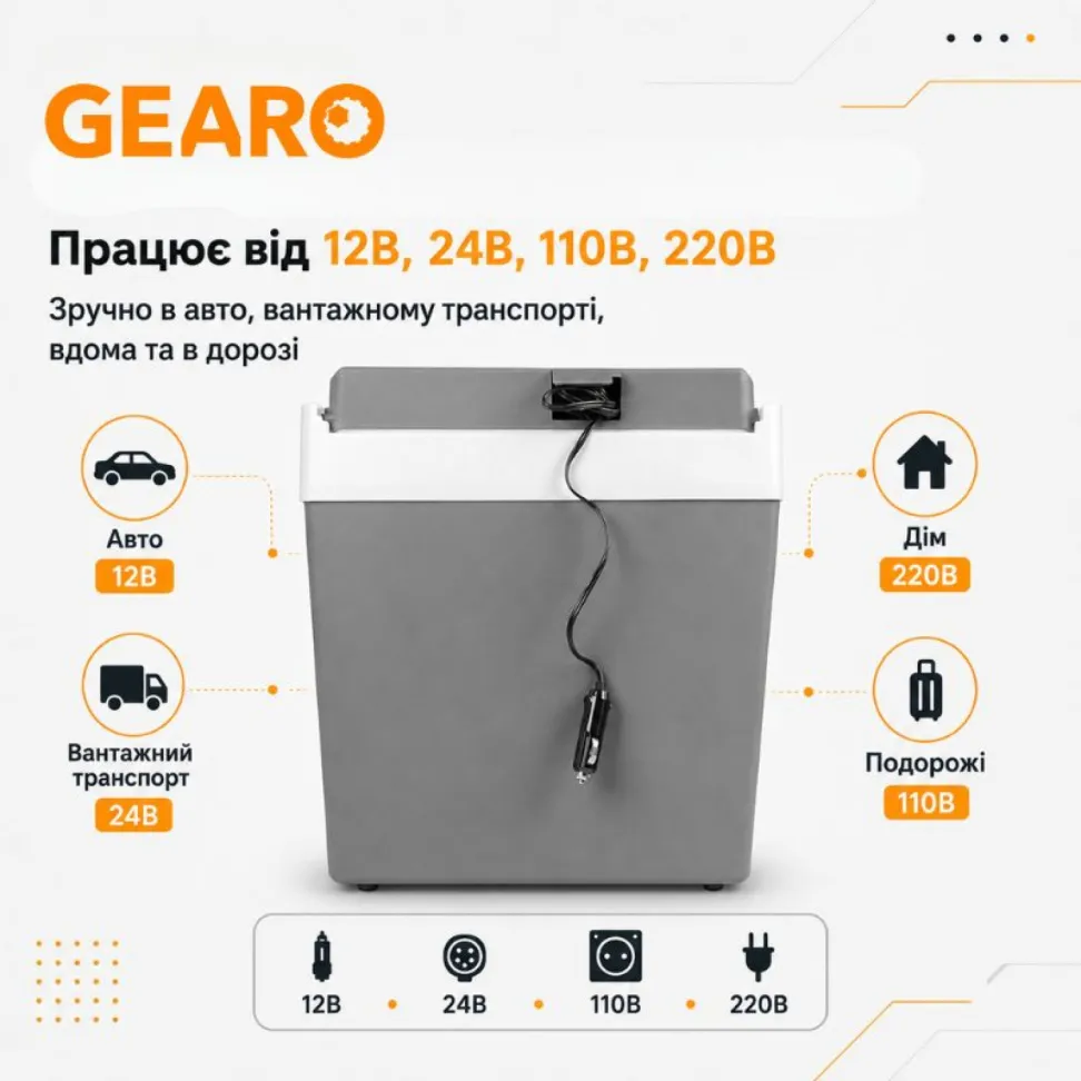 Автохолодильник термоэлектрический 29л Gearo 12/24В 60W