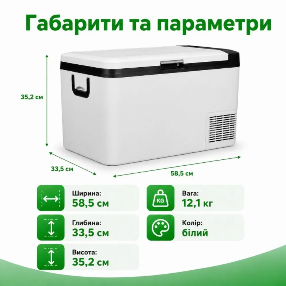 Портативный холодильник 25л Gearo автохолодильник компрессорный пластиковый 12/24В 220В