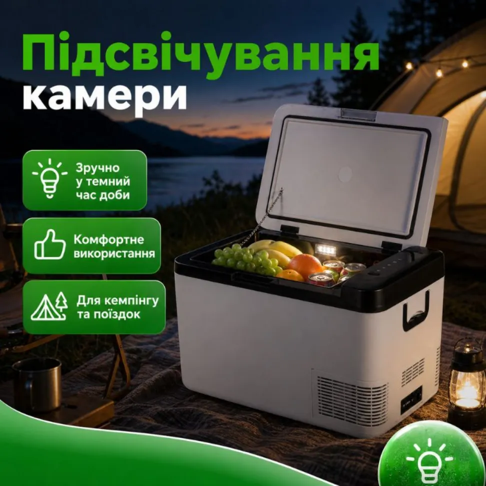 Портативный холодильник 25л Gearo автохолодильник компрессорный пластиковый 12/24В 220В