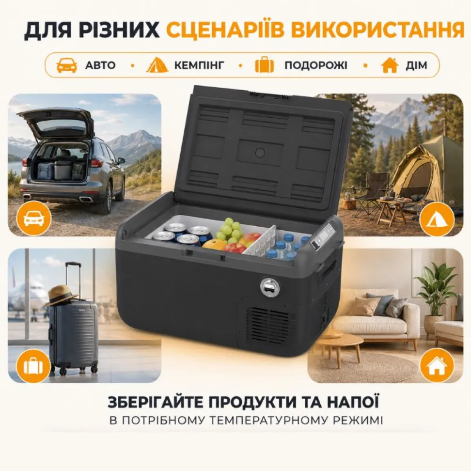 Портативный холодильник 30л Gearo автохолодильник компрессорный 12/24В 220В