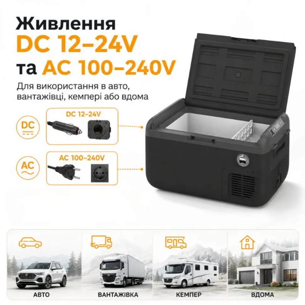 Портативный холодильник 30л Gearo автохолодильник компрессорный 12/24В 220В