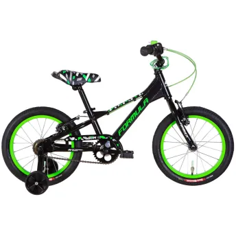 Велосипед AL 16" Formula Kid SLIM Vbr FR рама-8,5" черный с зеленым 2026