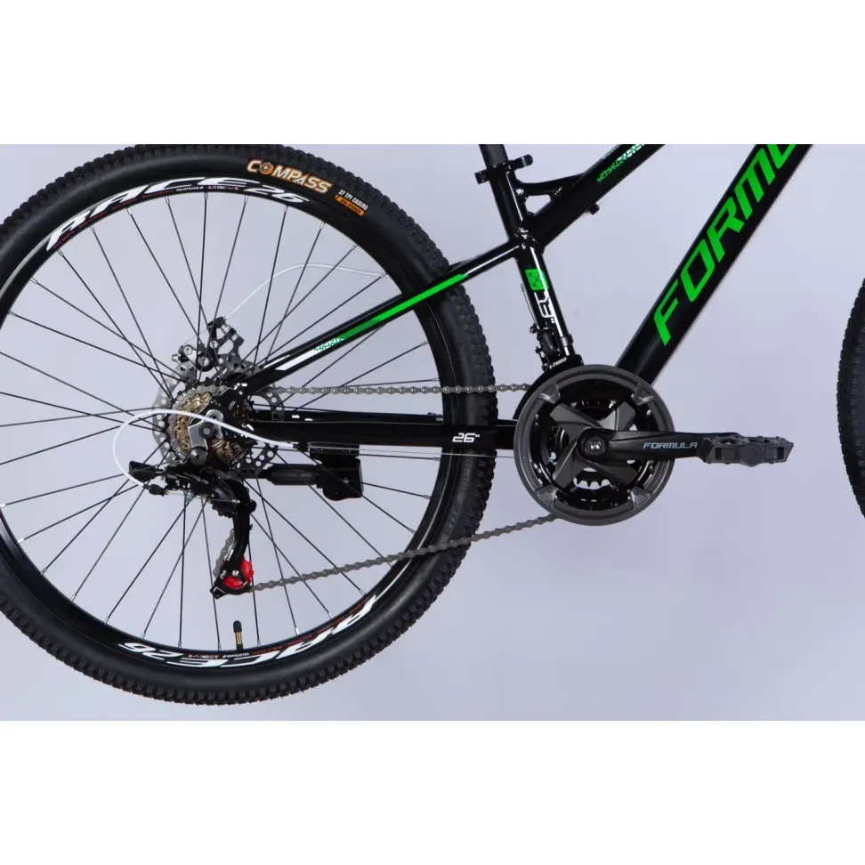 Велосипед AL 26" Formula BLACKWOOD DD FR рама-13" чорний з зеленим 2026