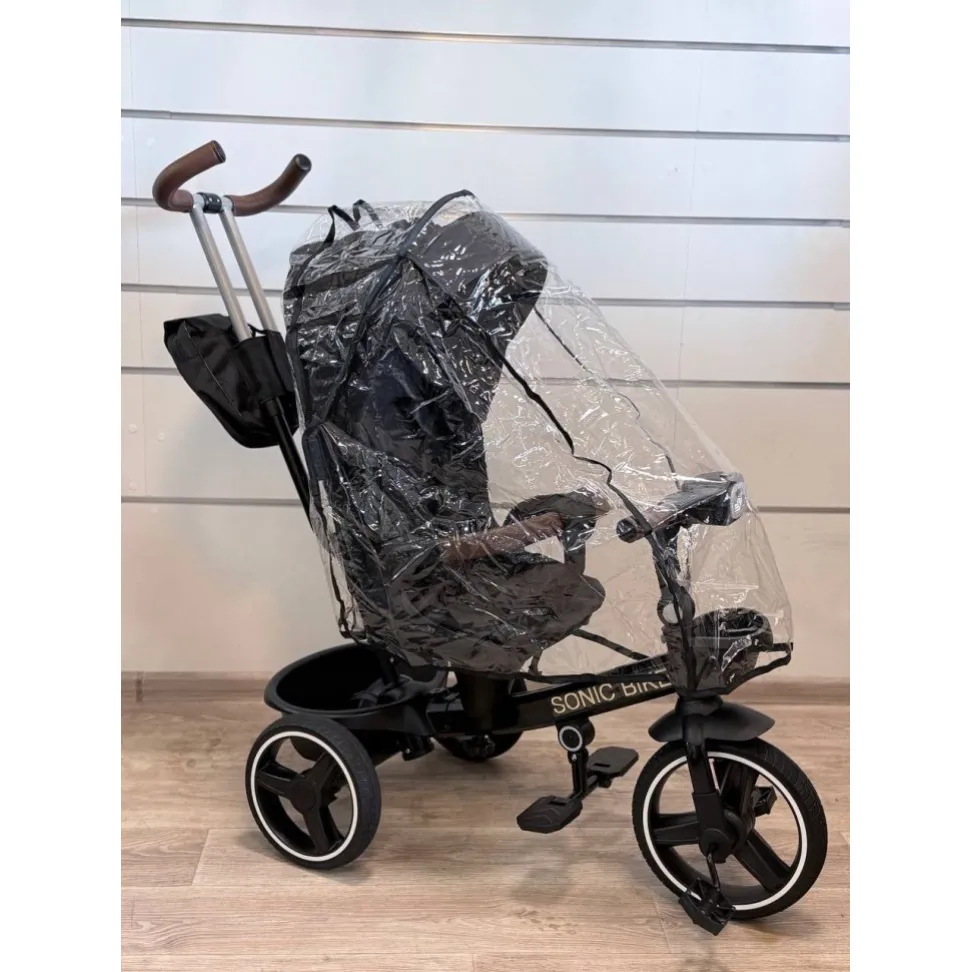 Велосипед с родительской ручкой Soni Try-Bike Dark Black