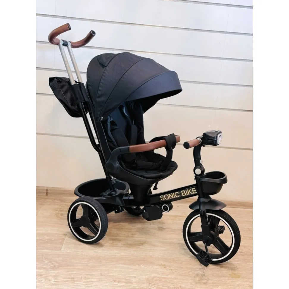 Велосипед с родительской ручкой Soni Try-Bike Dark Black